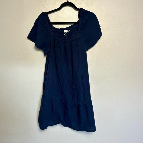 GAP Gauze Squareneck Mini Dress Navy Blue Size Medium NWT New - Picture 3 of 7
